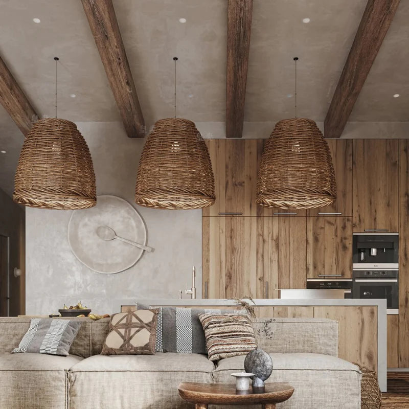 Ritta Hanglamp LED Vintage Rotan Woonkamer/Slaapkamer