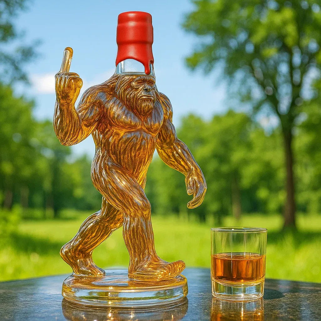 SasquatchSips ā Grappige Bigfoot Whiskeyfles