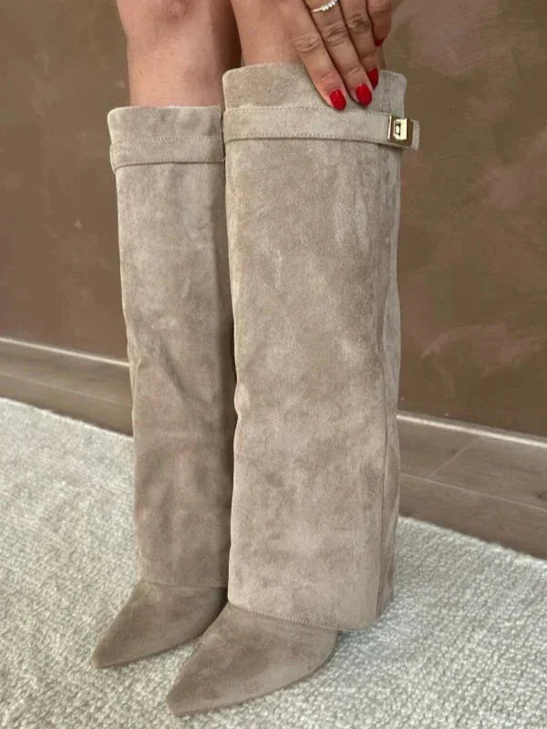 Dames Hakken Enkellaarsjes Elegante PU-Leder Blokhak