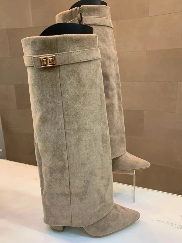 Dames Hakken Enkellaarsjes Elegante PU-Leder Blokhak
