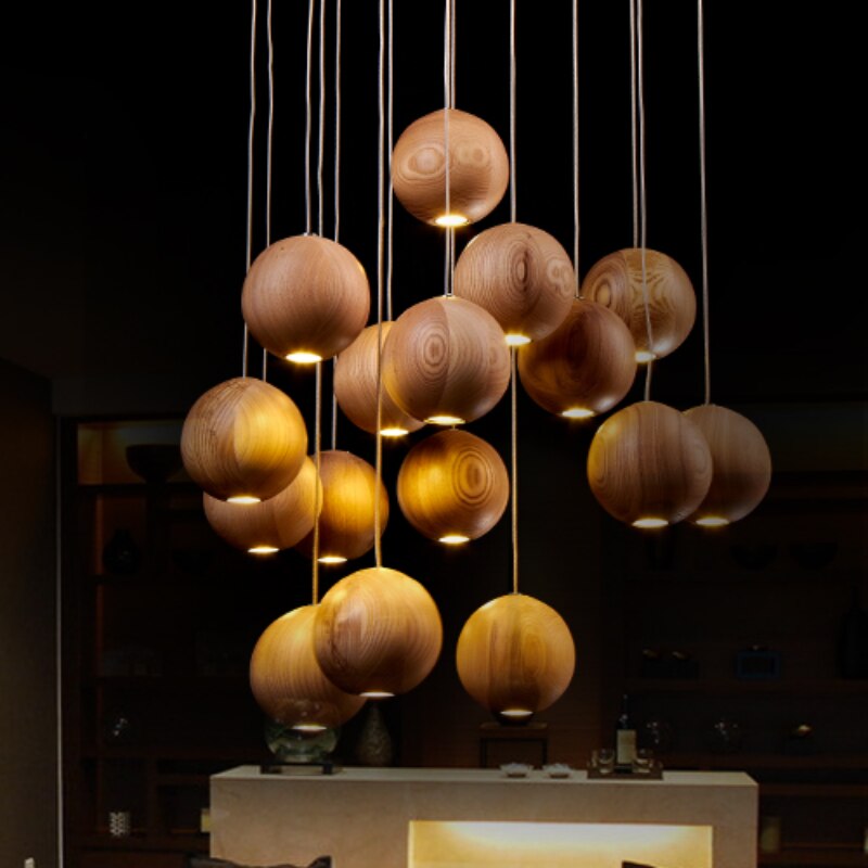 Houten Bol Pendellicht | Modern Natuurlijk Ontwerp