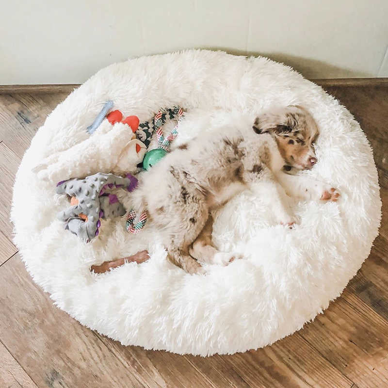 Rund Plüsch Kalmerende Donut Hondenbed voor kleine tot grote honden