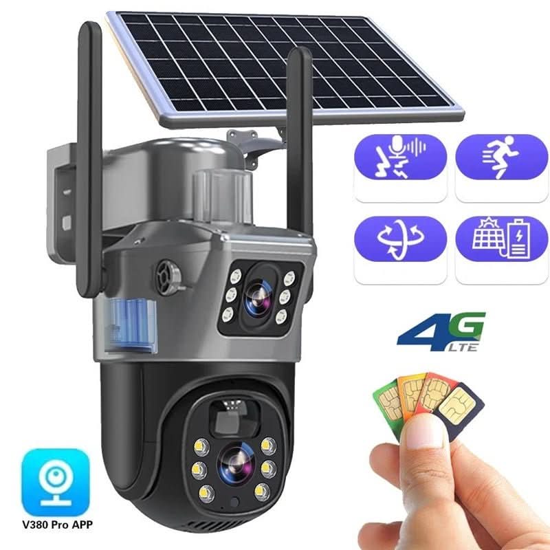 DualSchutz Solar 4K – Draadloze bewakingscamera met zonnepaneel en 360° applicatiebesturing