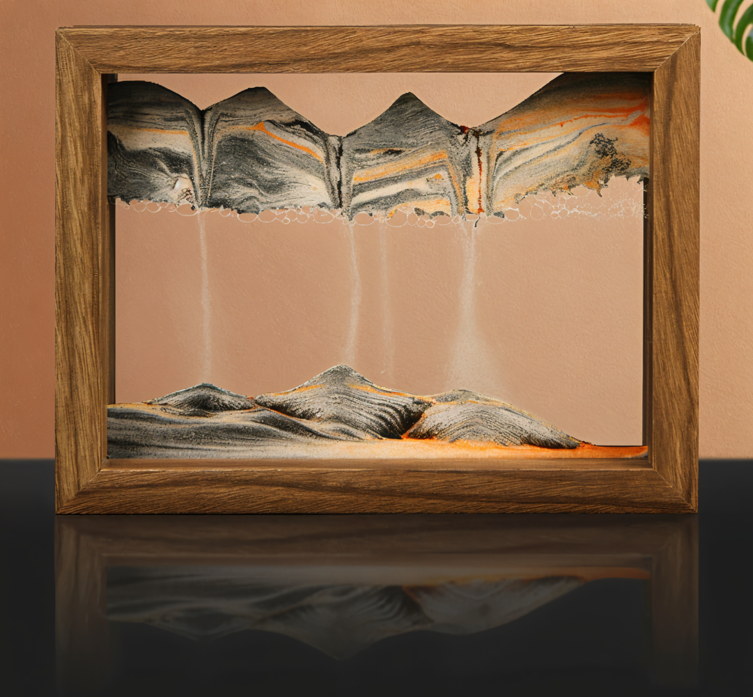 DynaFlow Zandkunst - 360° Draaibare Zandschildering - Rechthoekig Zandlandschap