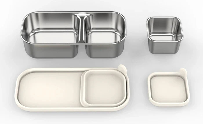 Brooddoos RVS met vakken – Bento Box 975 ml lekvrij