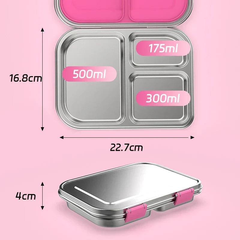 Brooddoos RVS met vakken – Bento Box 975 ml lekvrij