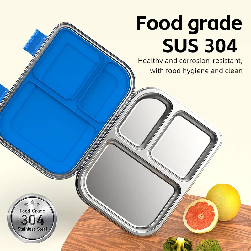 Brooddoos RVS met vakken – Bento Box 975 ml lekvrij