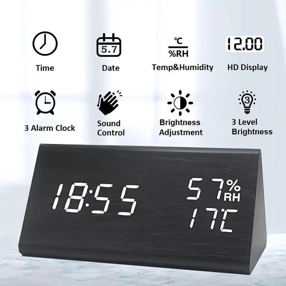 Elora Houten LED Alarmklok Digitale Weergave