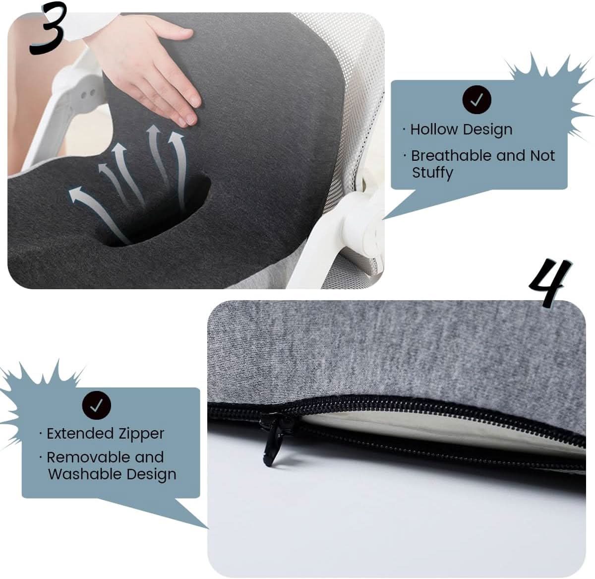 Ergonomisch Geheugenfoam Zitkussen voor Kantoor en Auto – Comfortabel Zitten
