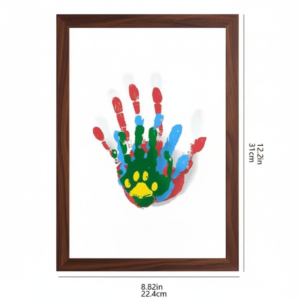 KLEINE SPUREN – Baby Herinneringslijst van Hout met Klei voor Hand- & Voetafdrukken