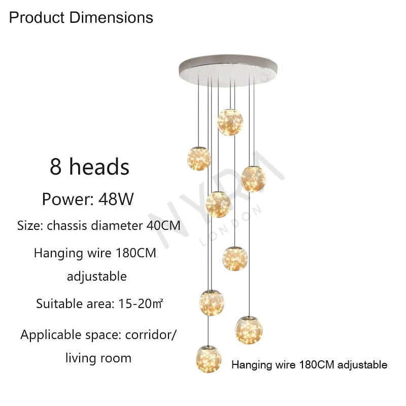 AstraLumen Glazen Bol Trap Chandelier Verhoogt Trapverlichting
