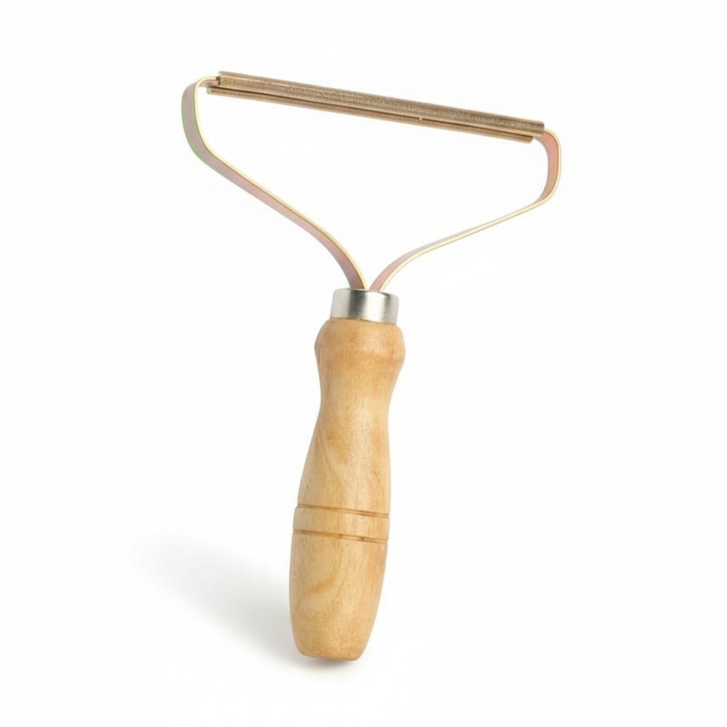 Handmatige Pluisverwijderaar | Koper Precisiekop | Echt Houten Handvat | Batterijloze Textielshaver voor Kasjmier, Wol & Meubelhoezen | Pilling-Extractor
