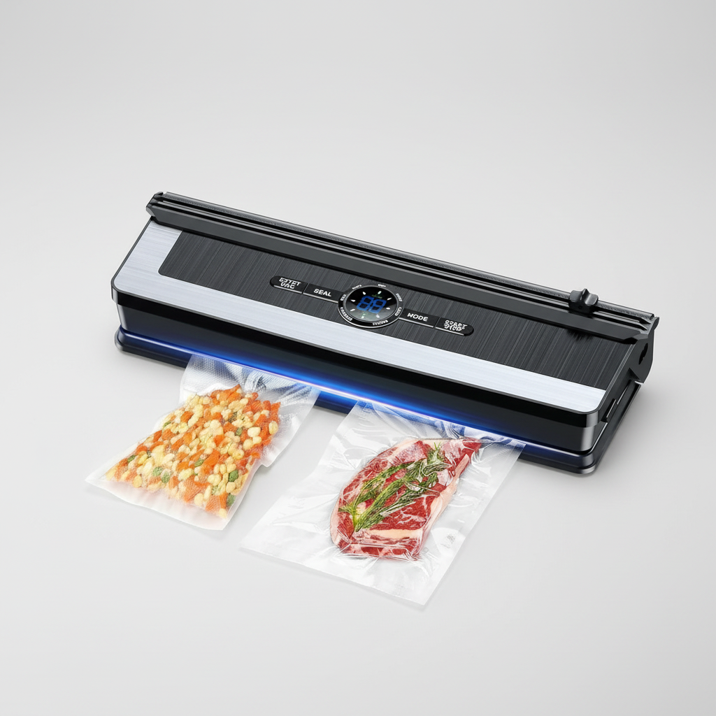 Professionele 8-in-1 Vacumeermachine | Ingebouwde precisiesnijder | Modi voor droge & vochtige voedingsmiddelen | Luchtdicht LED-verzegelingsysteem | Inclusief 15 vacuümzakken