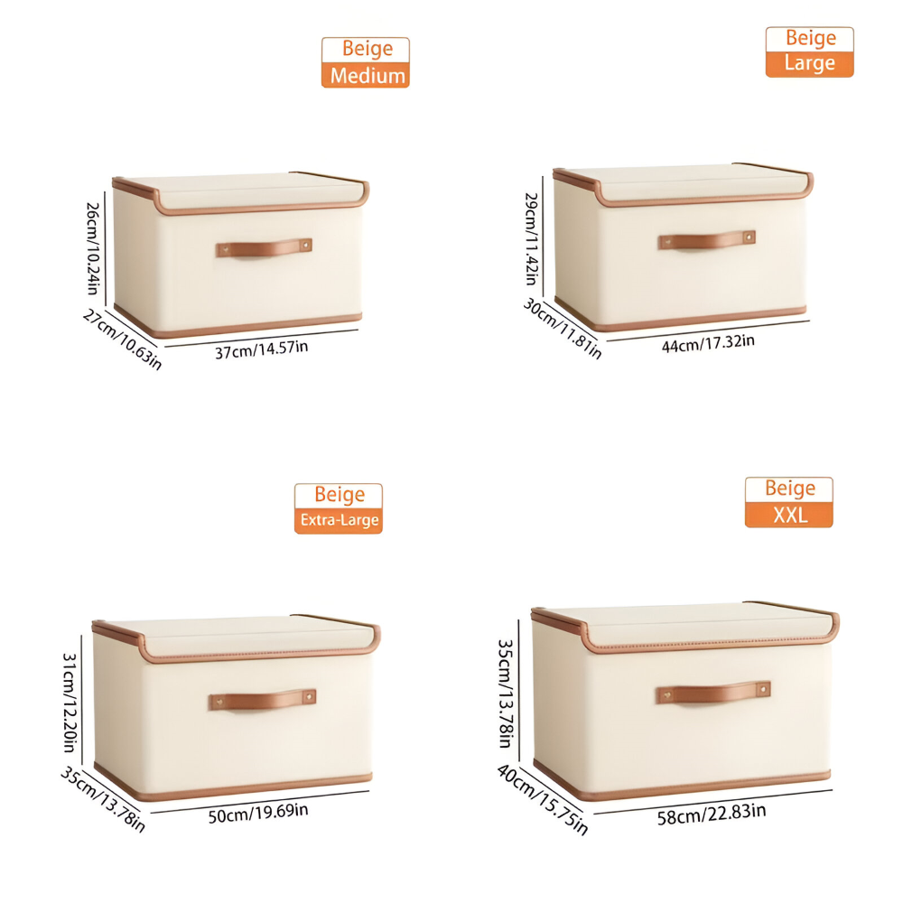 Lorvane – Opvouwbare Opbergbox Met Deksel En Leren Handgrepen