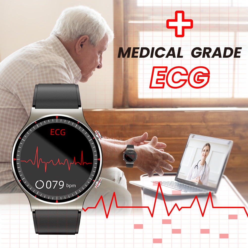Medische EKG-Smartwatch | CFDA-gecertificeerd | 512Hz Hoge Precisie Biosensor | SpO2- & Hartslagmonitoring | AI-gebaseerde Ademhalingsanalyse | IP67 Waterdicht