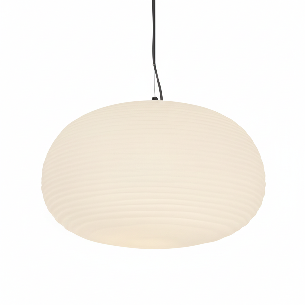 Noordse Moderne Geribbelde Opal Witte Globe Glas Hanglamp