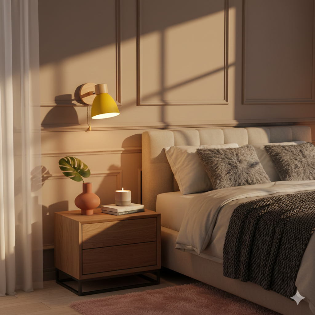 Moderne Minimalistische Houten Kegel LED Wandlamp | 1-Licht