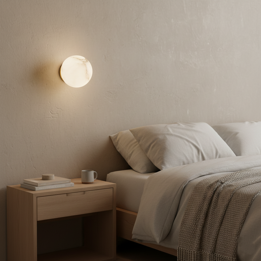 Alabaster Elegance Japandi Mini Orb Wandlamp