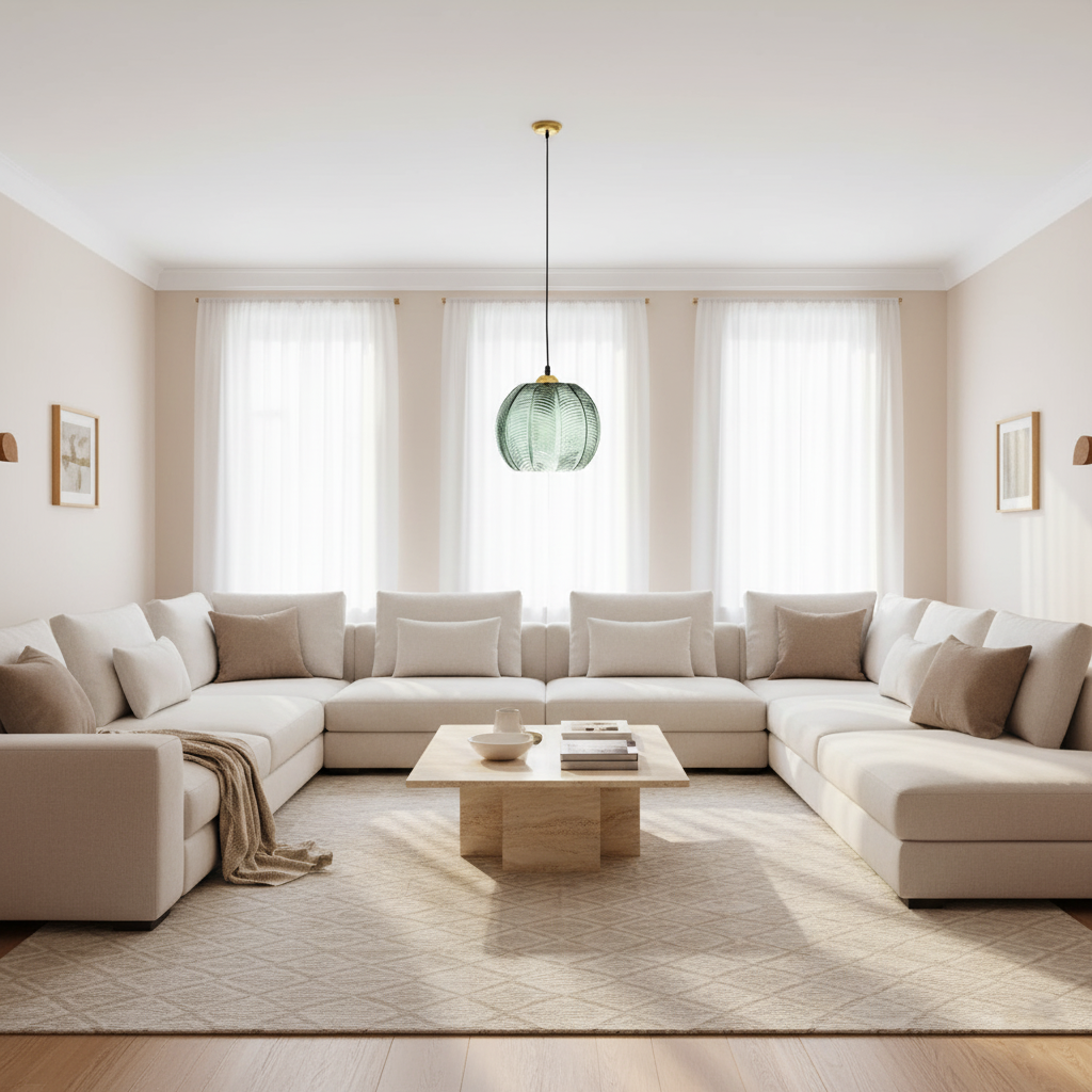Noordse Groene Bladpatroon Glazen Hanglamp