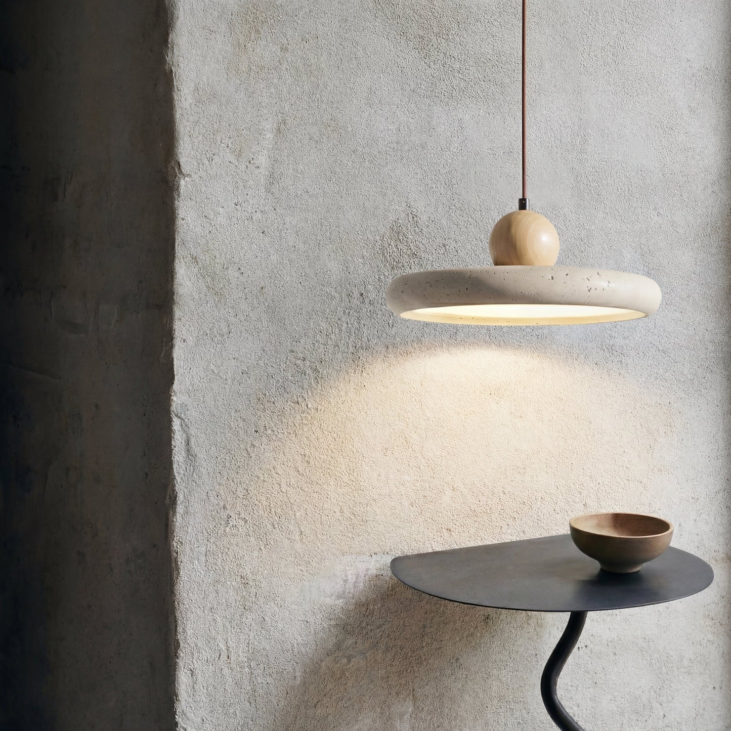 Travertine Houten Hanglamp