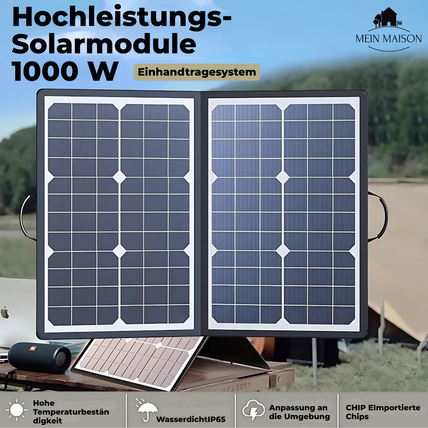 SolaraX 1000W Opvouwbare Zonnepaneel Kit | Compleet pakket met MPPT & USB/Type-C | Voor Kamperen, Auto, Boot & Caravan