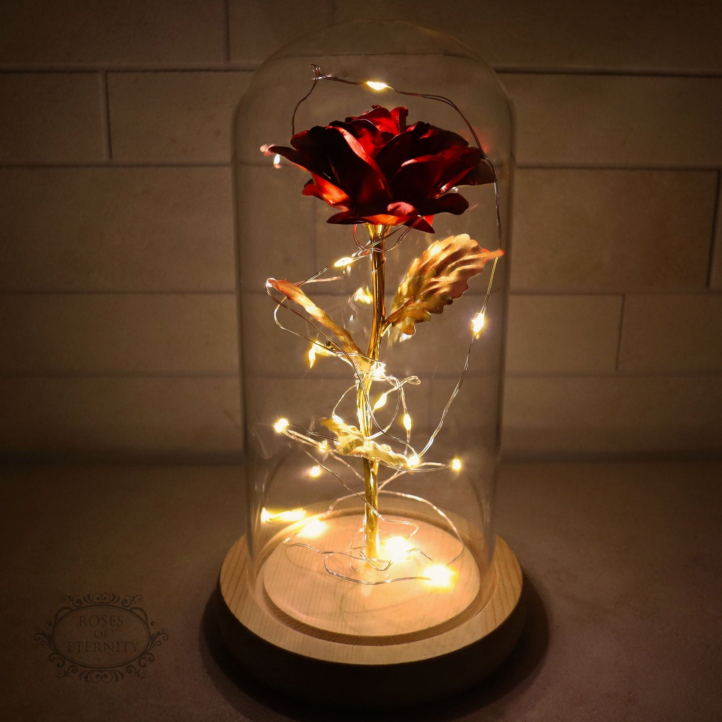 Glazen Koepel LED Roos Decoratieve Tafellamp
