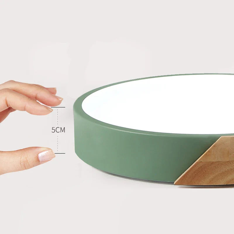 Moderne ronde LED plafondlamp met houten accenten