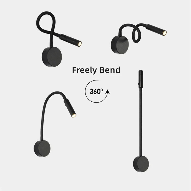 Moderne Flexibele LED-Leeswandlamp met Schakelaar voor Slaapkamer en Studie - 1W/3W