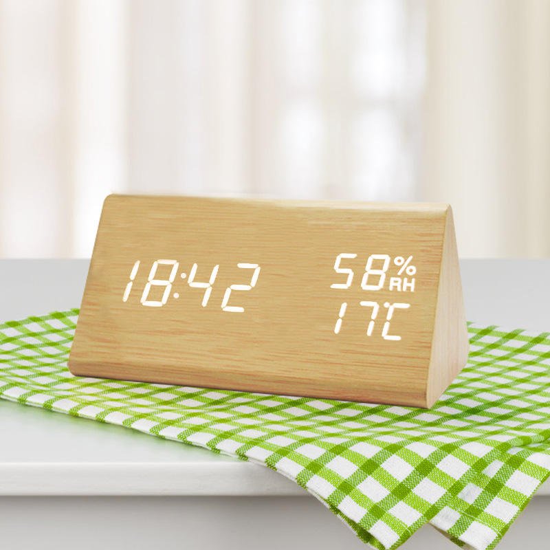 ECOCLOCK – Minimalistische Digitale Houten Klok met Temperatuurweergave & Lichtregeling