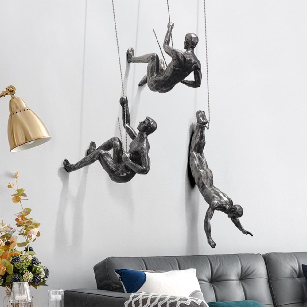 Wandsculptuur ClimbArtis | Symbool voor Kracht & Groei | Handgemaakt van Hars & IJzerdraad