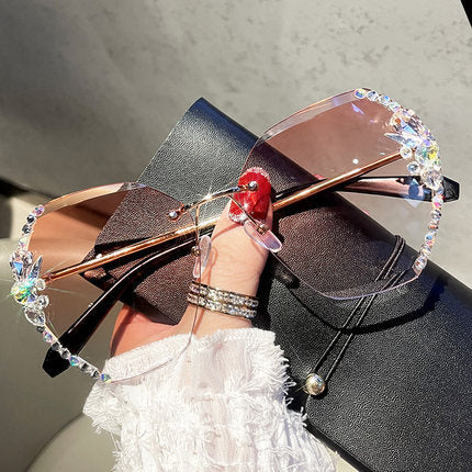Rhinestone zonnebril zonder montuur