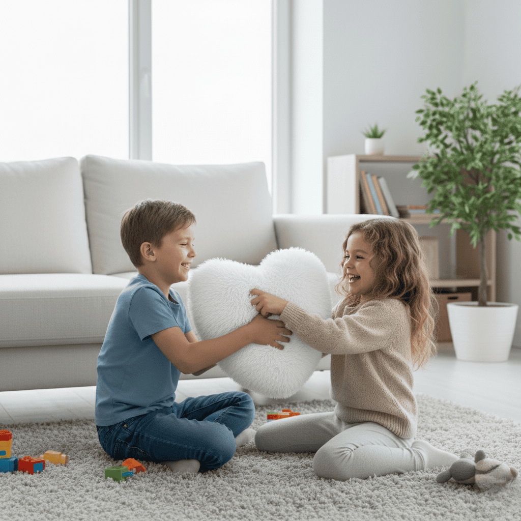HUGNEST – Hartvormig Kunstbont Kussen voor Warme & Moderne Woonruimtes