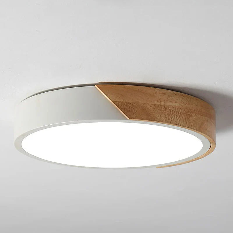 Moderne ronde LED plafondlamp met houten accenten