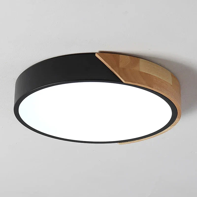 Moderne ronde LED plafondlamp met houten accenten