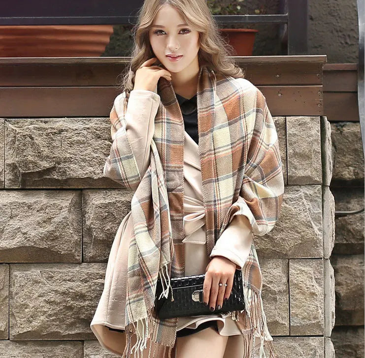 Elegantie Luxe Sjaal Ruit Vrouw | Elegante ruitensjaal voor een verfijnde en warme stijl