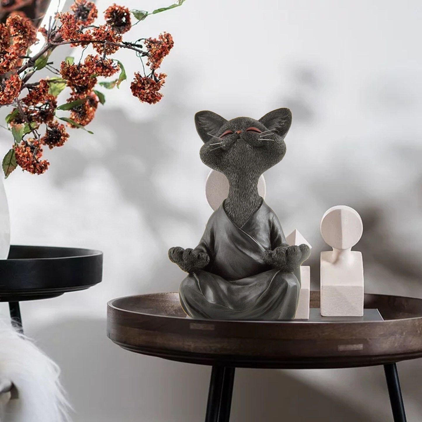 Mediterende Boeddha-Kattenfiguur