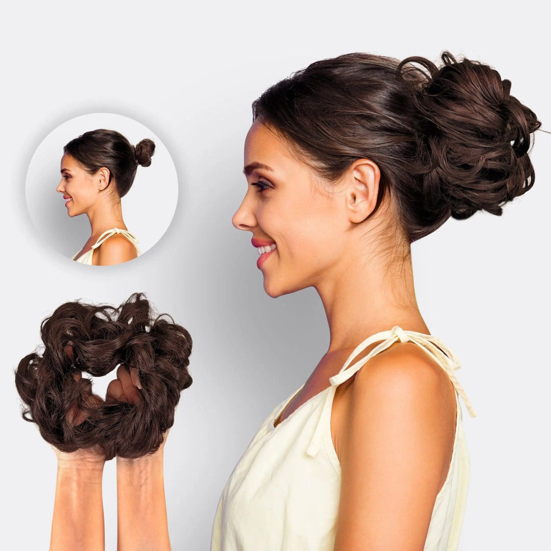 Haar Scrunchie met Dutt-Effect – Volumineuze Look & Natuurlijk Finish
