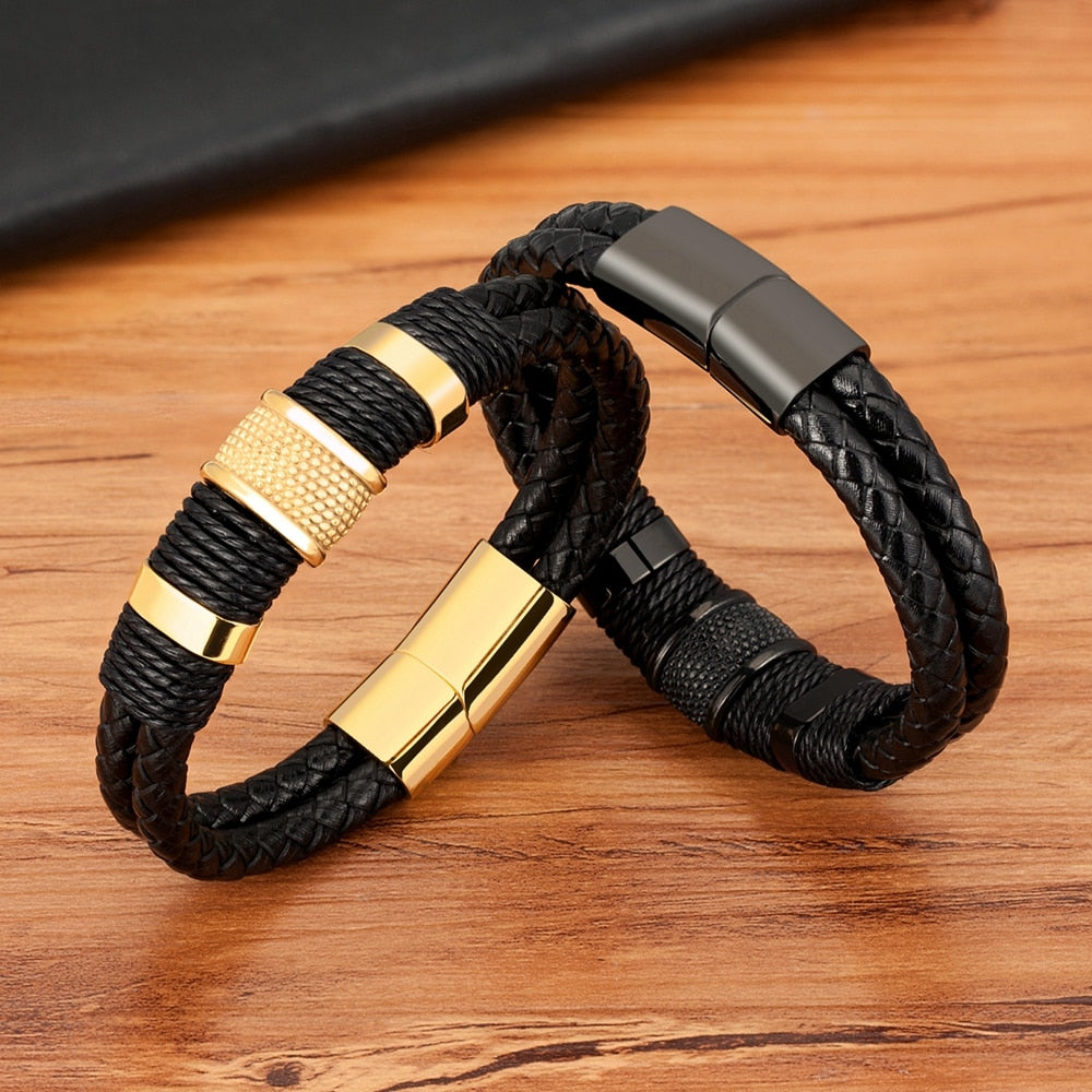 Armband in geweven leren stijl