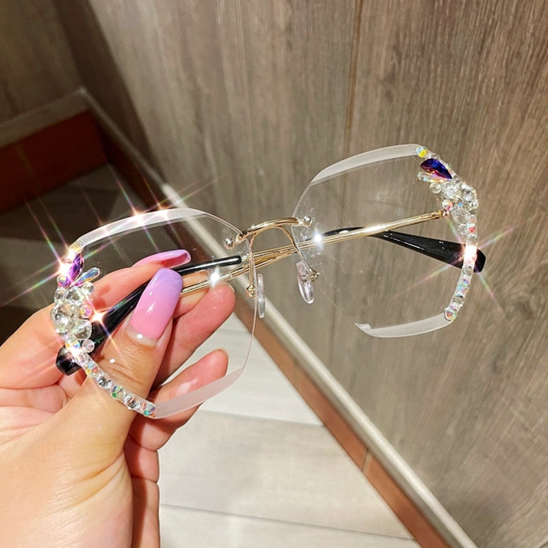 Rhinestone zonnebril zonder montuur