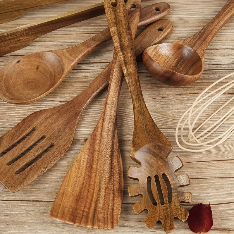 Houten Keukengerei Set 7 Delig Kooklepel Gereedschap Set