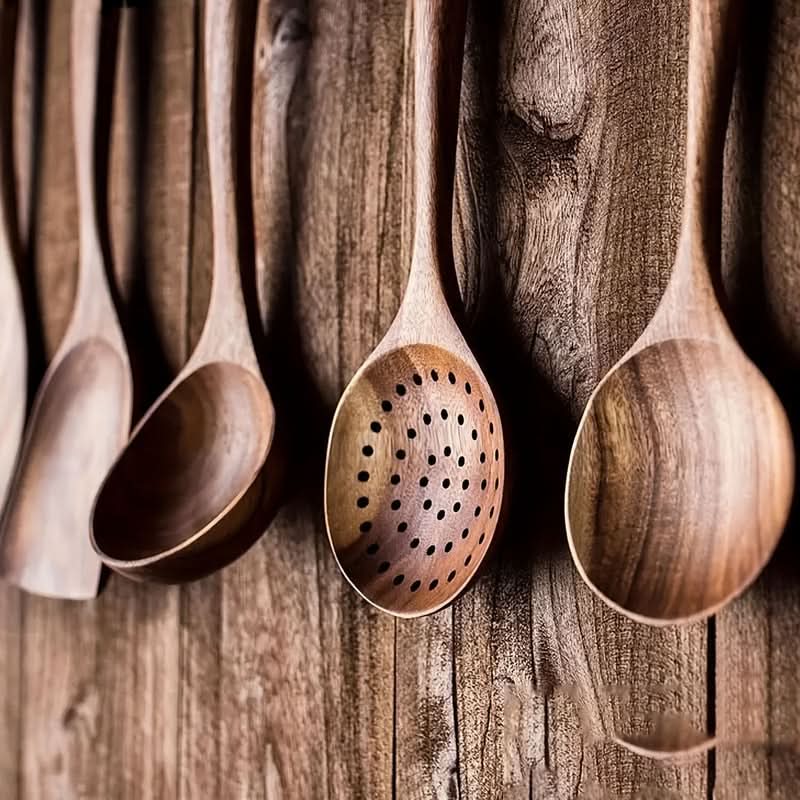 Holzerei – Keukenhulpmiddelen-set van Teakhout, Pannenvriendelijk & Duurzaam