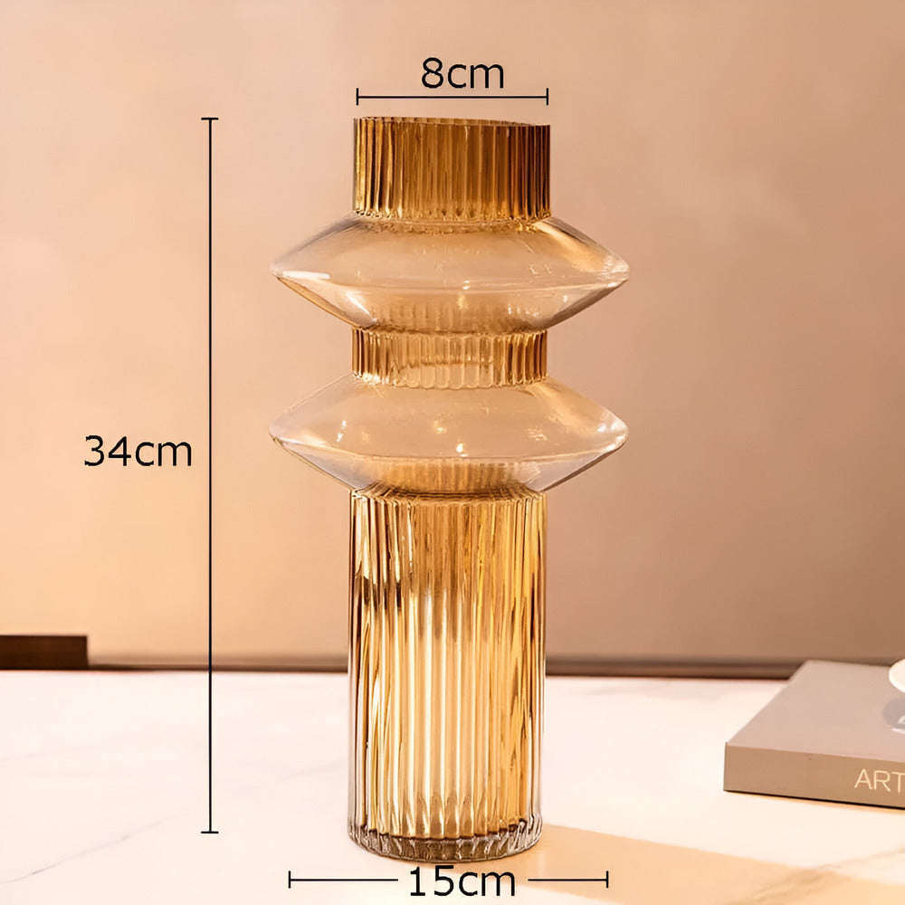 Elegante Amberglasvaas - Hedendaags decoratiestuk voor stijlvolle woonruimtes