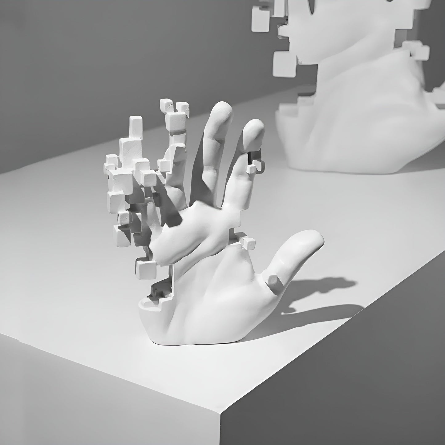Mosaïek-Hand Standbeeld - Abstracte Hars Glitch Handpalm Figuur Ornament