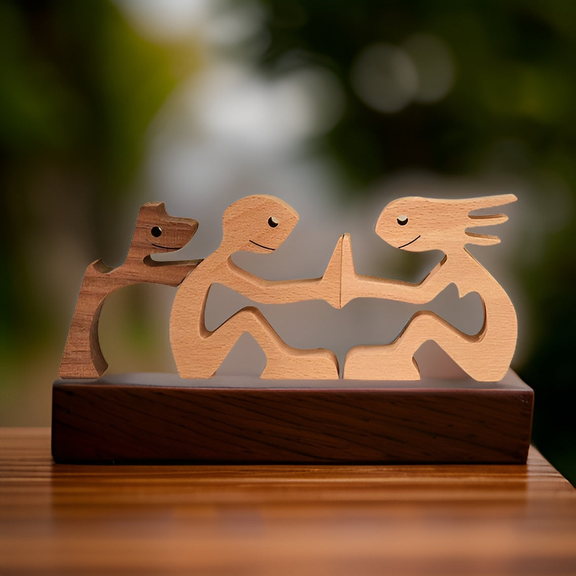 Poten van Liefde - Hond en Mens Handgemaakte Houtsculptuur - Symbool voor Eeuwige Verbinding