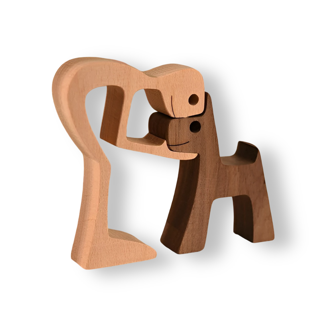 Poten van Liefde - Hond en Mens Handgemaakte Houtsculptuur - Symbool voor Eeuwige Verbinding