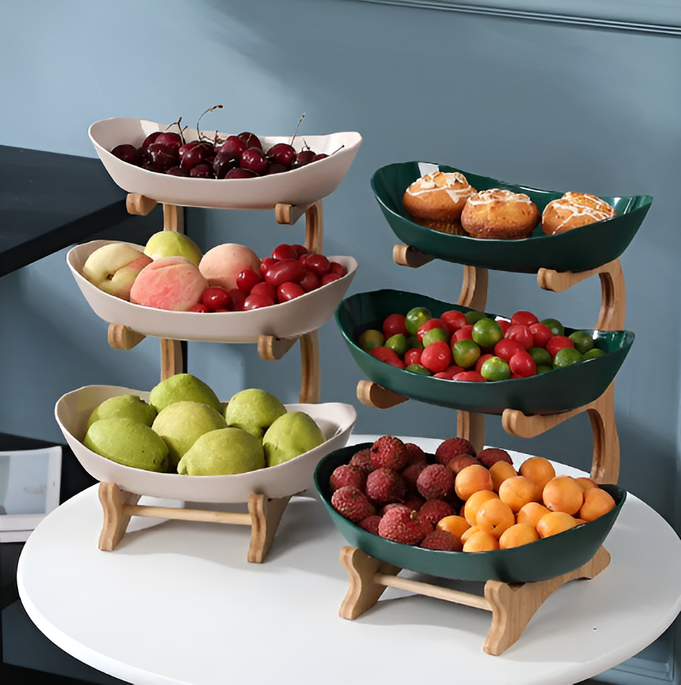 Meerlagige fruitmand van hout - Moderne fruitmand