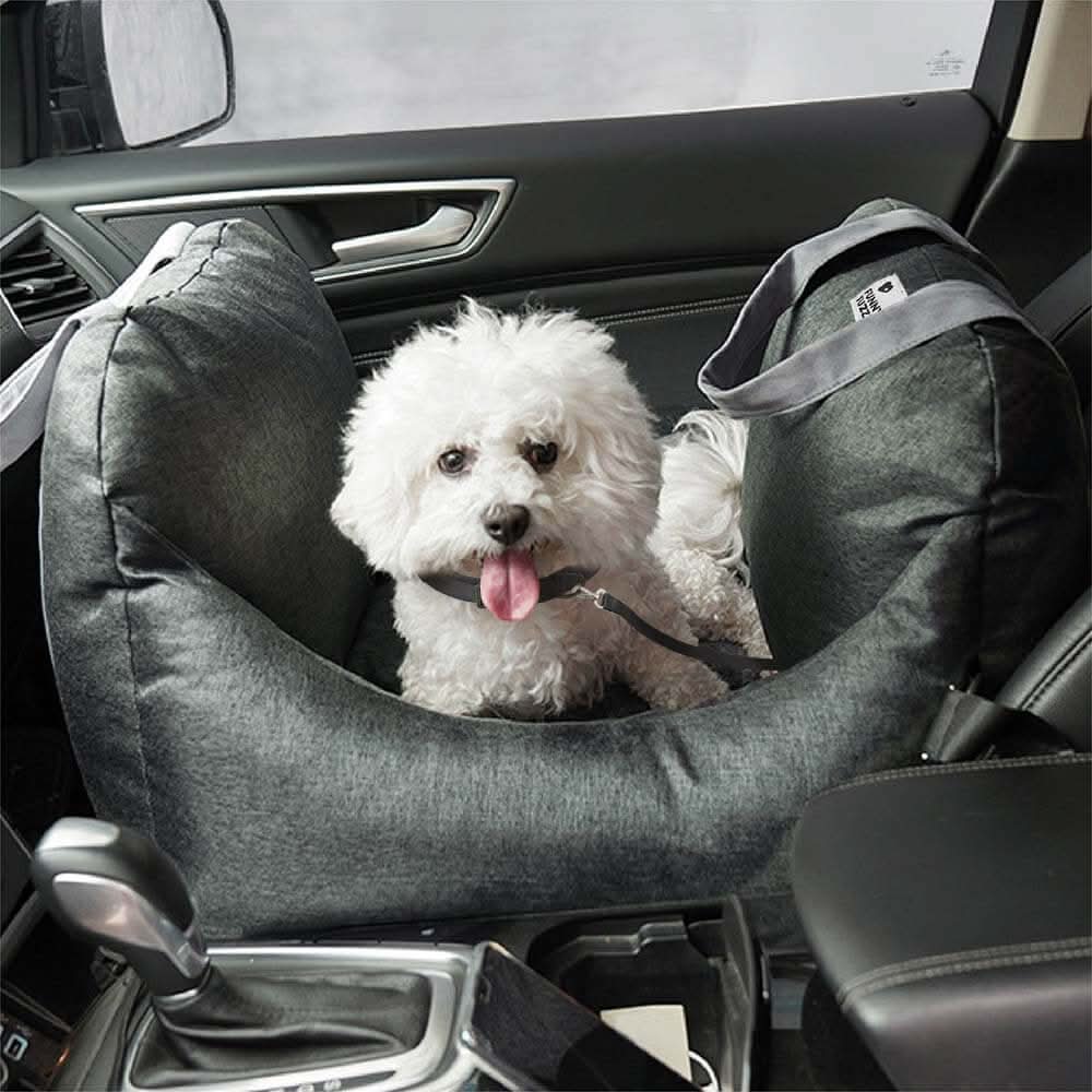 ComfyRide Hondenstoel – Hondenzitbed met veiligheidsgordel & antislip bodem voor auto & thuis