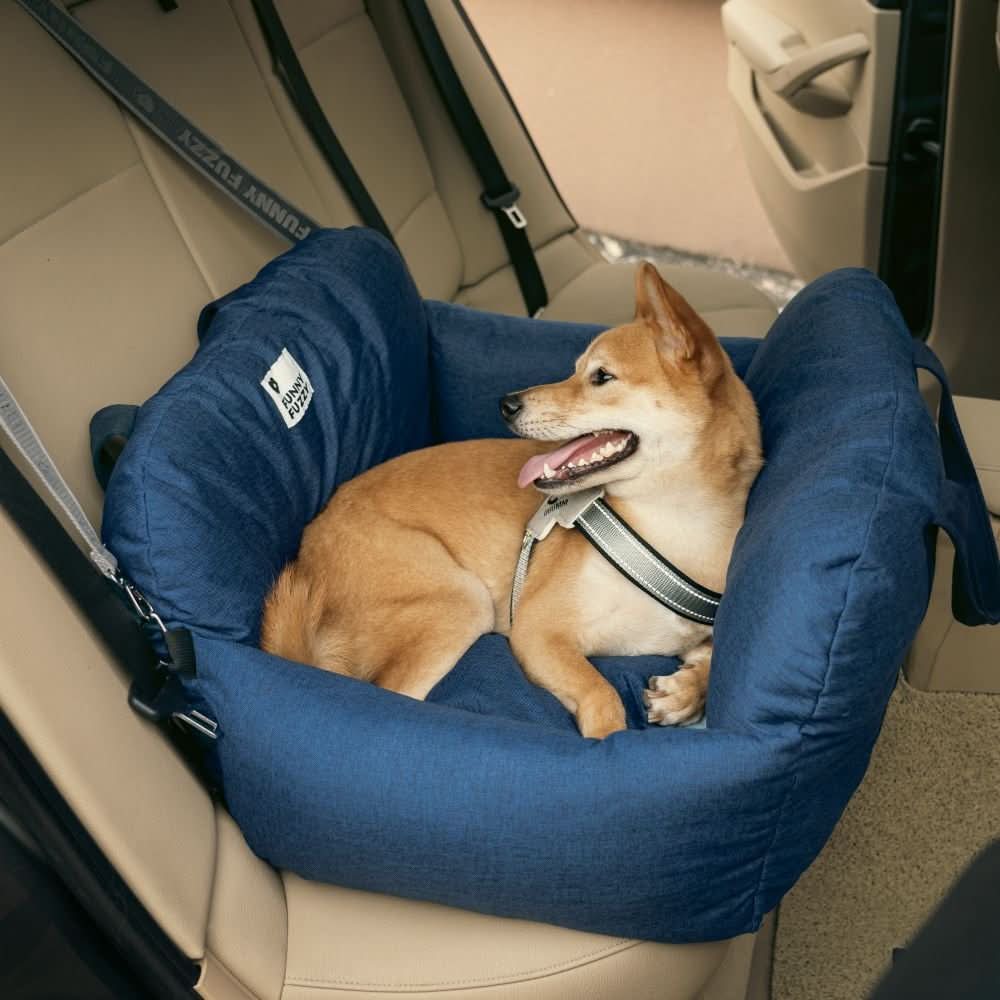 ComfyRide Hondenstoel – Hondenzitbed met veiligheidsgordel & antislip bodem voor auto & thuis