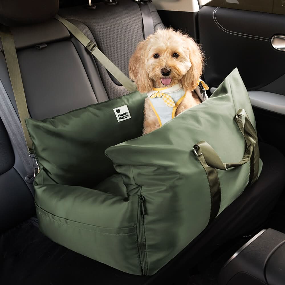 ComfyRide Hondenstoel – Hondenzitbed met veiligheidsgordel & antislip bodem voor auto & thuis