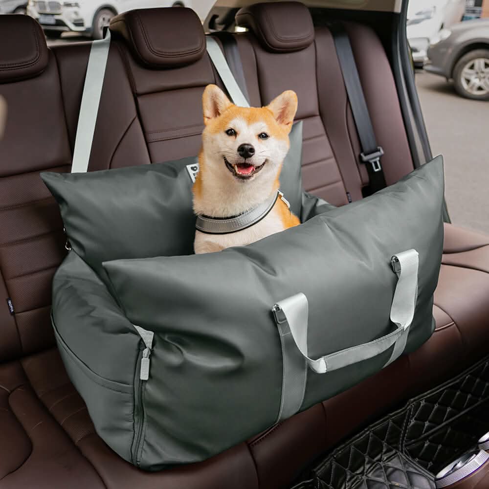 ComfyRide Hondenstoel – Hondenzitbed met veiligheidsgordel & antislip bodem voor auto & thuis